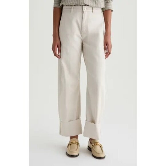 Adriano Goldschmied AG Mercer Cuffed High-Rise Barrel Pants in Blush Canvas - Picture 2 of 5
